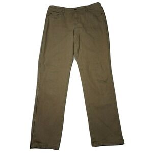 DG2 Diane Gilman SIDE ZIP Women Petite 10P Khaki Stretch Blend Jeans EUC